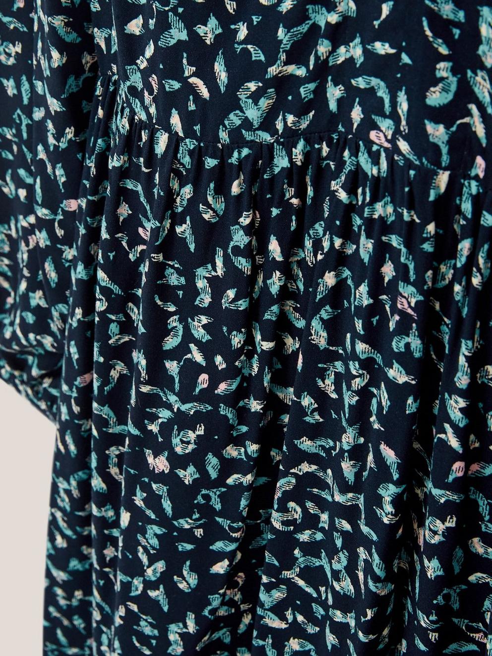 Penelope Long Sleeve Eco Vero Dress in BLK MLT - FLAT DETAIL