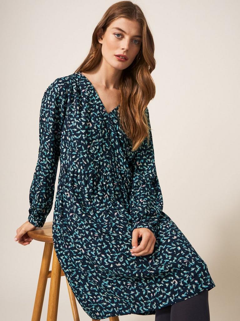 Penelope Long Sleeve Eco Vero Dress in BLK MLT - LIFESTYLE