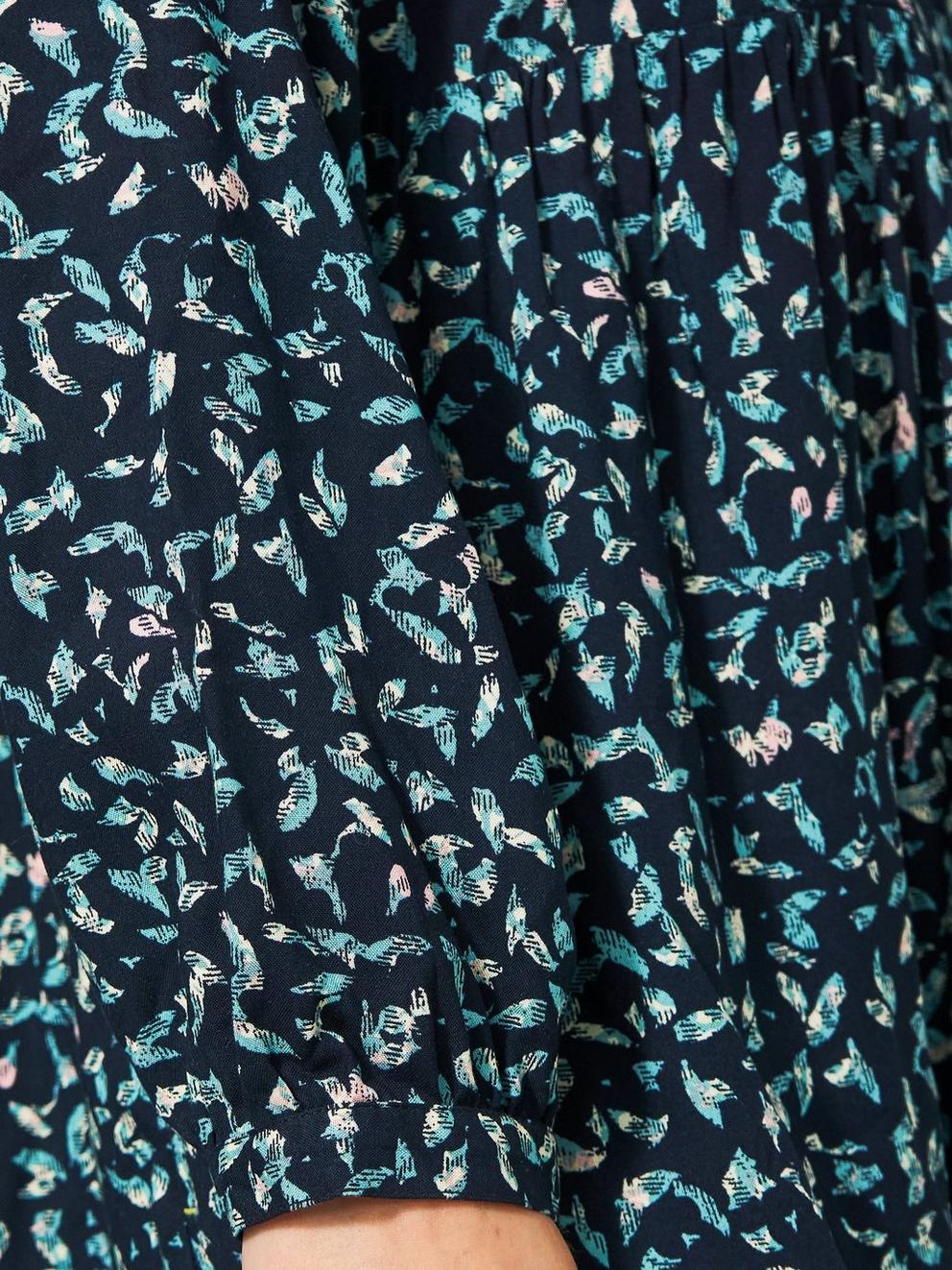 Penelope Long Sleeve Eco Vero Dress in BLK MLT - MODEL FRONT