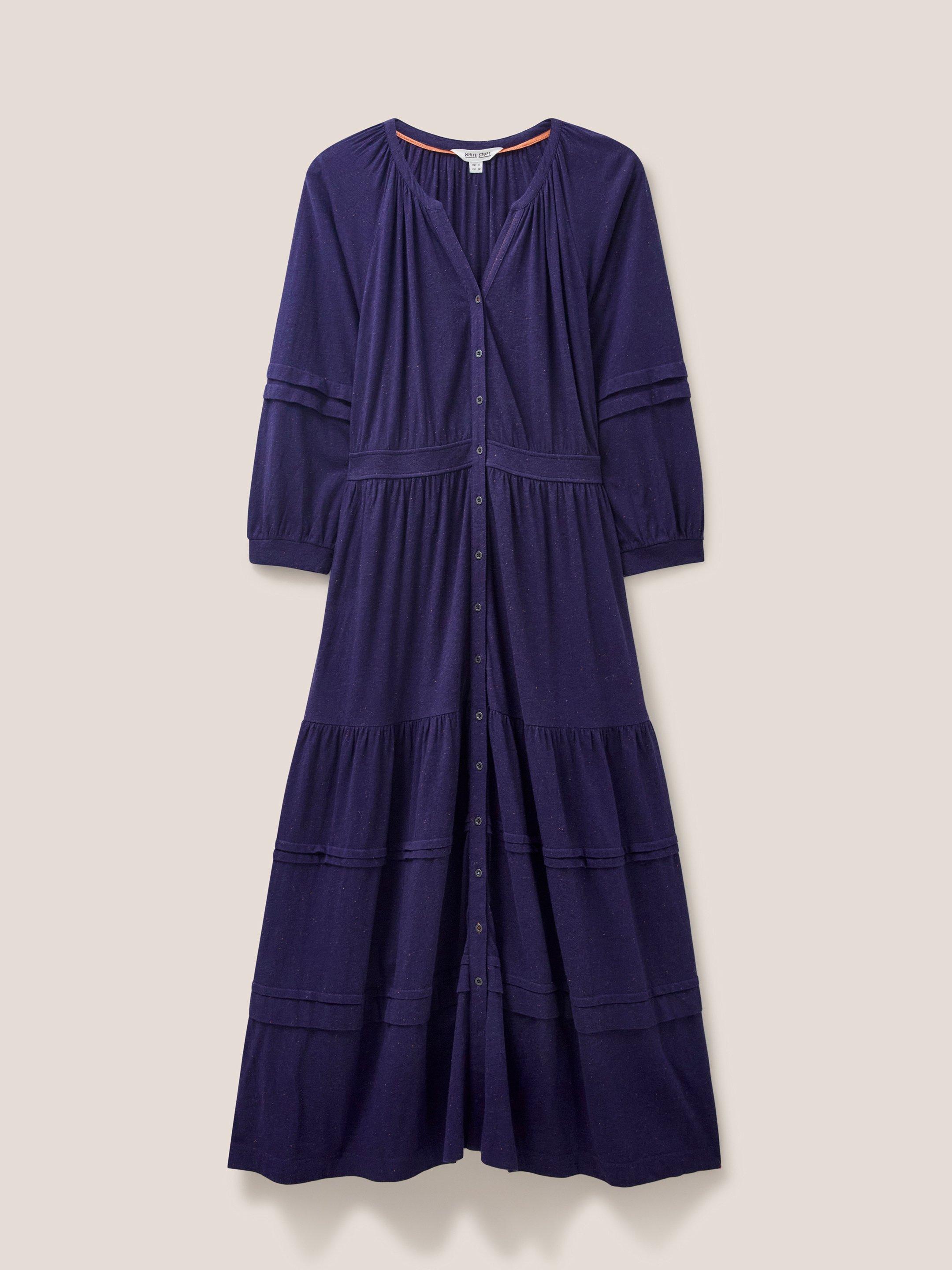 Hallie Soft Jersey Midi Dress in NAVY MULTI - FLAT FRONT