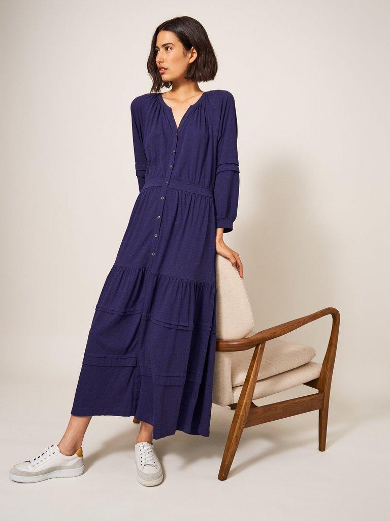 Hallie Soft Jersey Midi Dress in NAVY MULTI | White Stuff