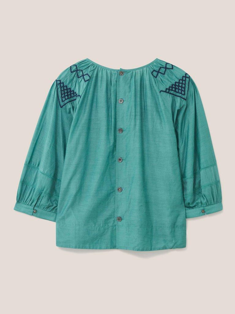 Esme Cotton Silk Top  in GREEN MLT - FLAT BACK