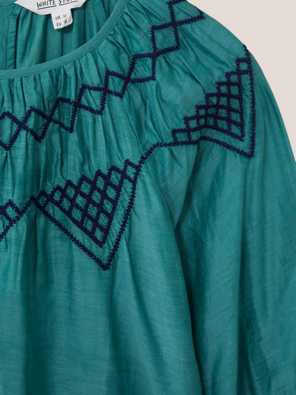 Esme Cotton Silk Top  in GREEN MLT - FLAT DETAIL
