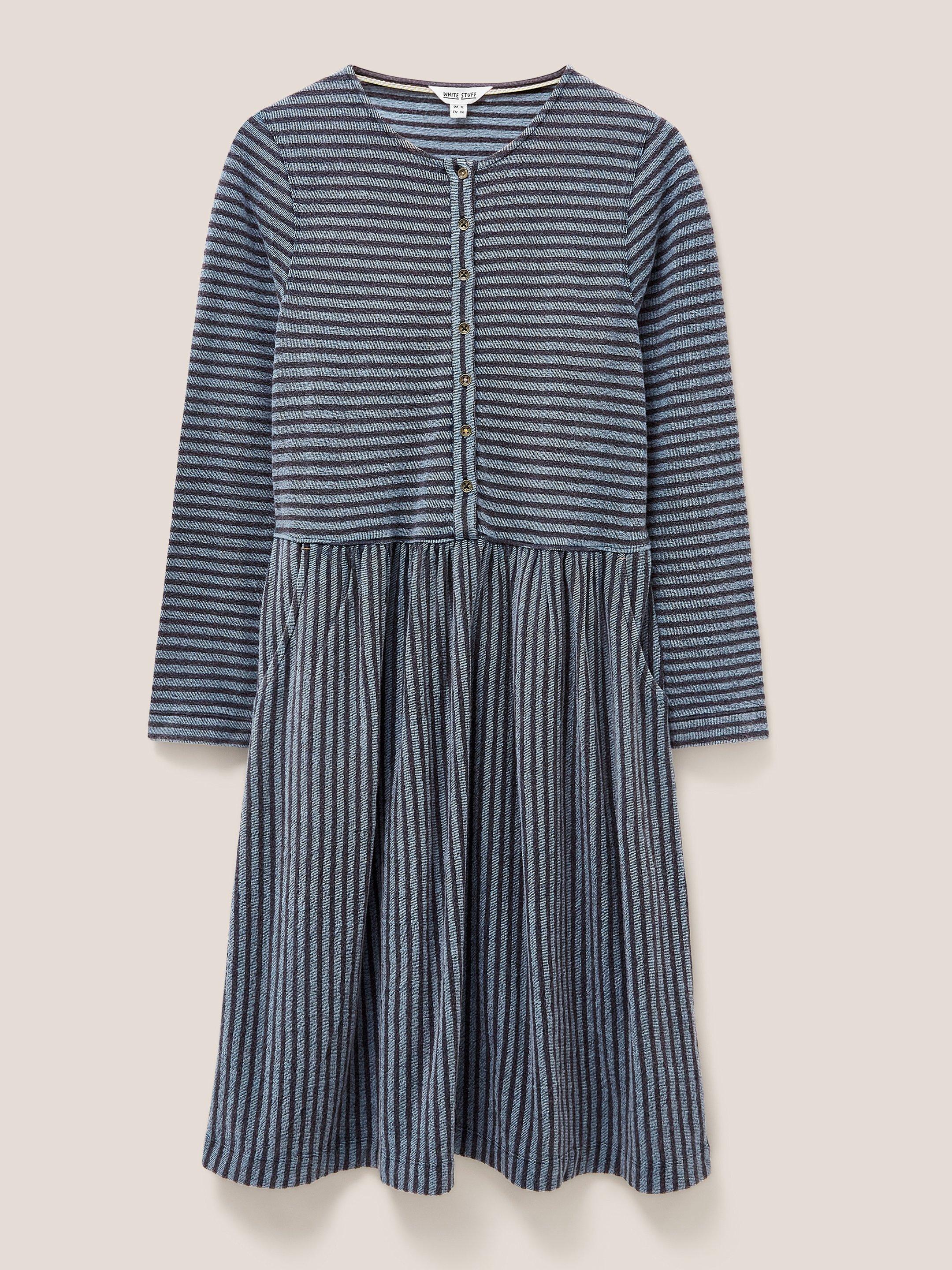 Marsia Stripe Jersey Dress in NAVY MULTI - FLAT FRONT