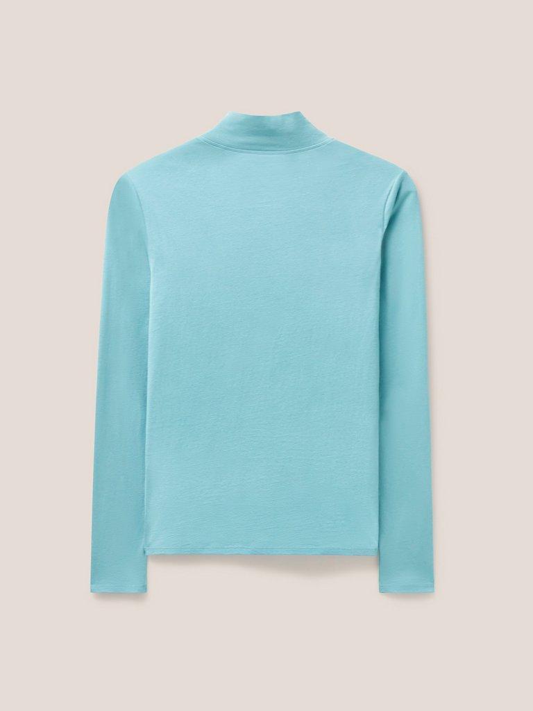 CAMILE HIGH NECK TEE in LGT TEAL - FLAT BACK