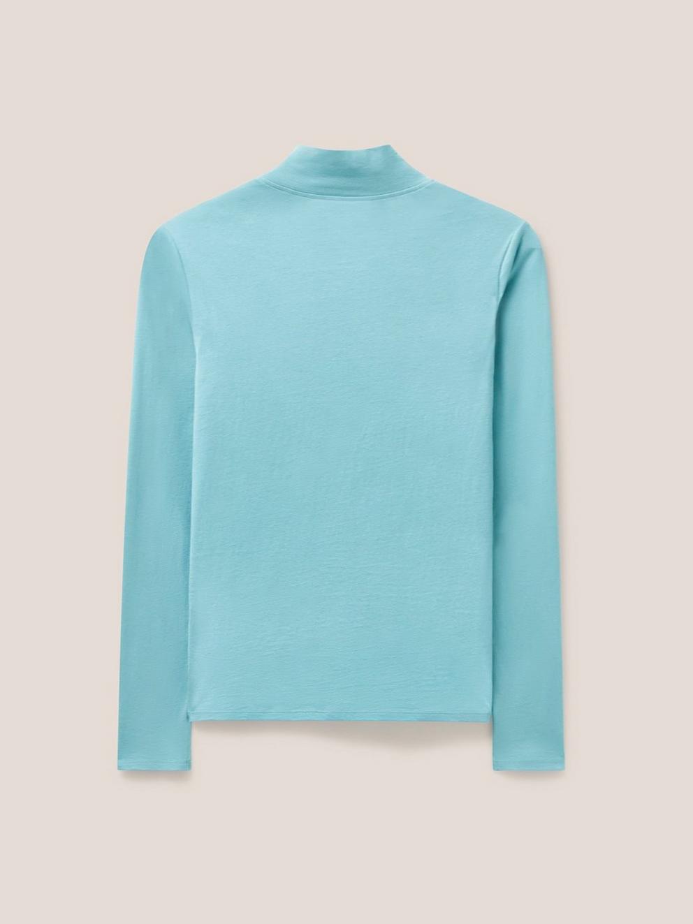 CAMILE HIGH NECK TEE in LGT TEAL - FLAT BACK