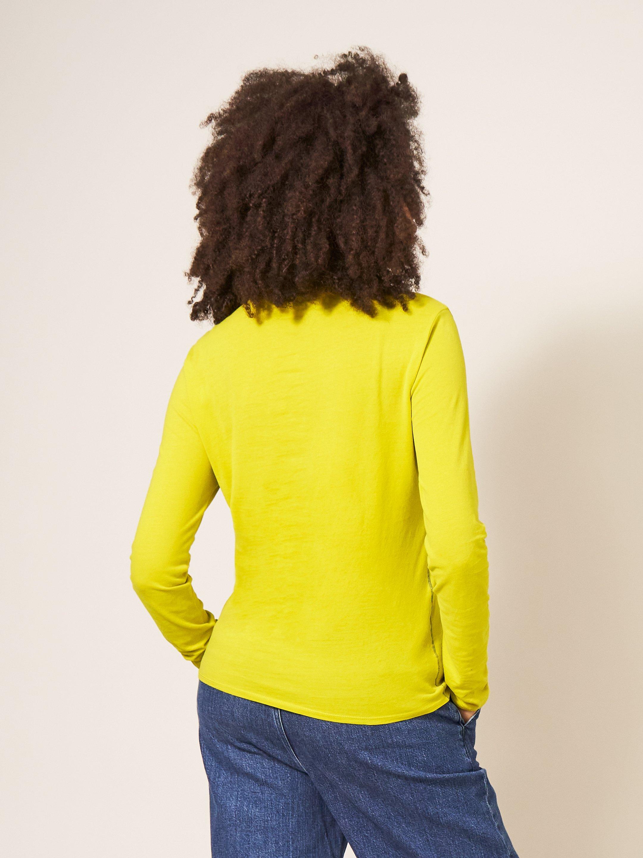 CAMILE HIGH NECK TEE in MID CHART - MODEL BACK