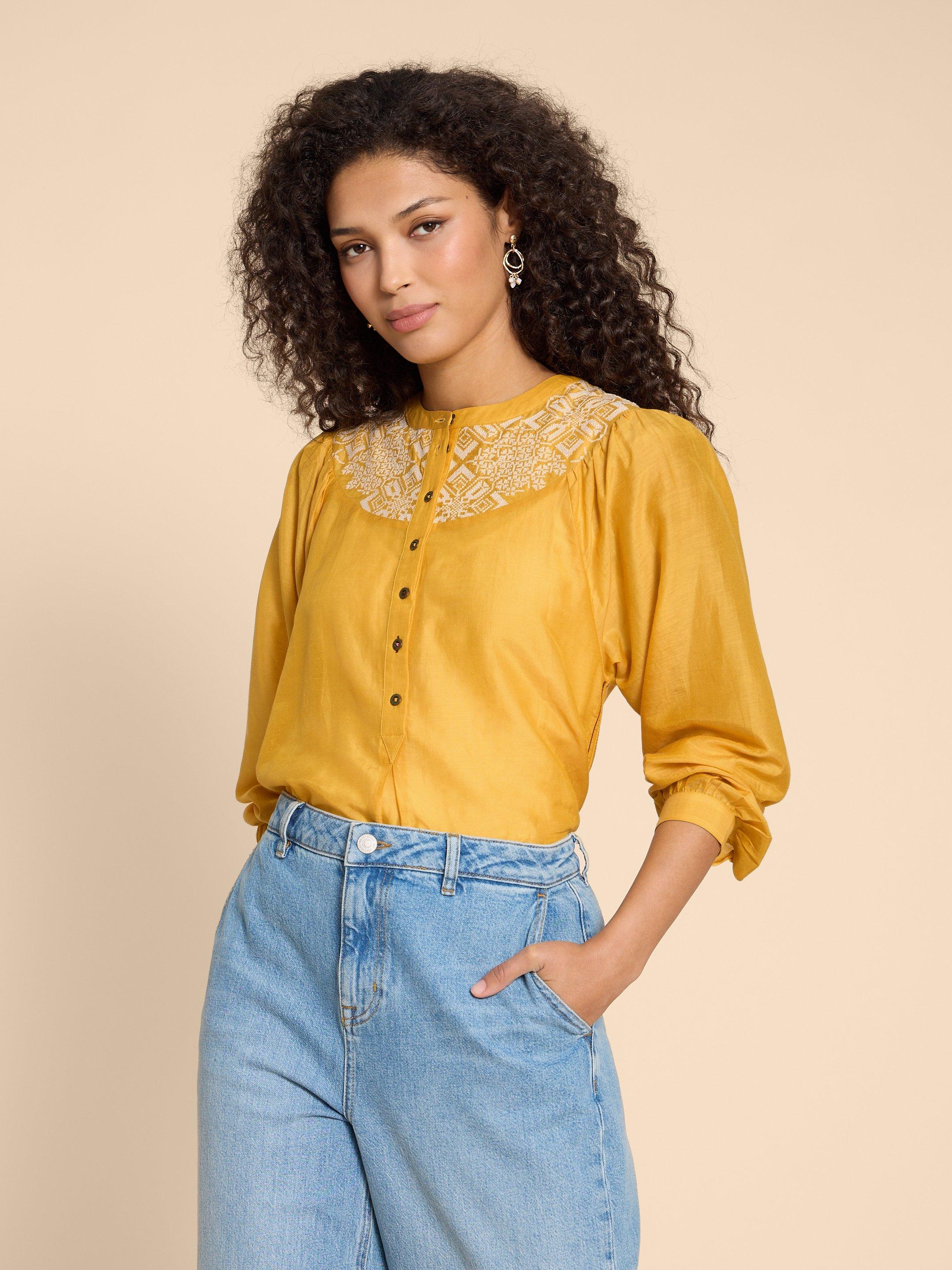 White & Multicolour Silk Floral Top