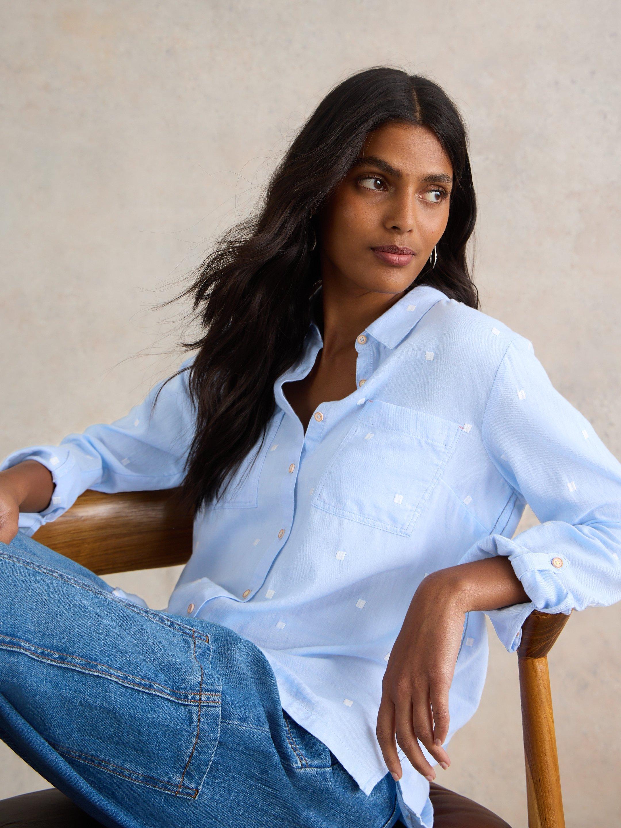 Sophie Organic Cotton Shirt in BLUE MLT - LIFESTYLE