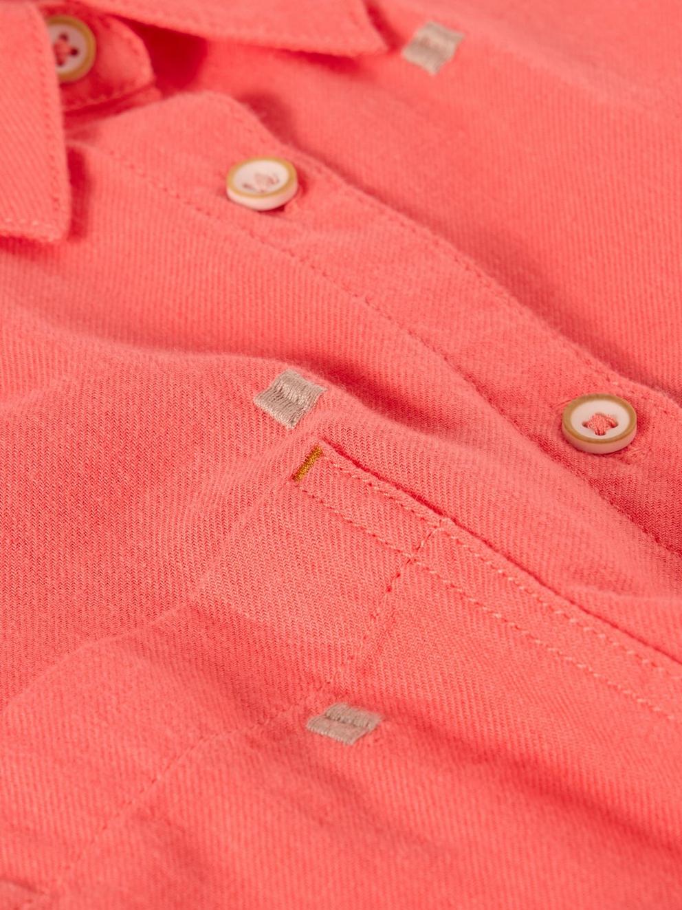 Sophie Organic Cotton Shirt in BRT PINK - FLAT DETAIL