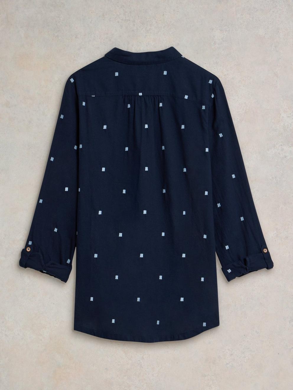 Sophie Organic Cotton Shirt in DARK NAVY - FLAT BACK