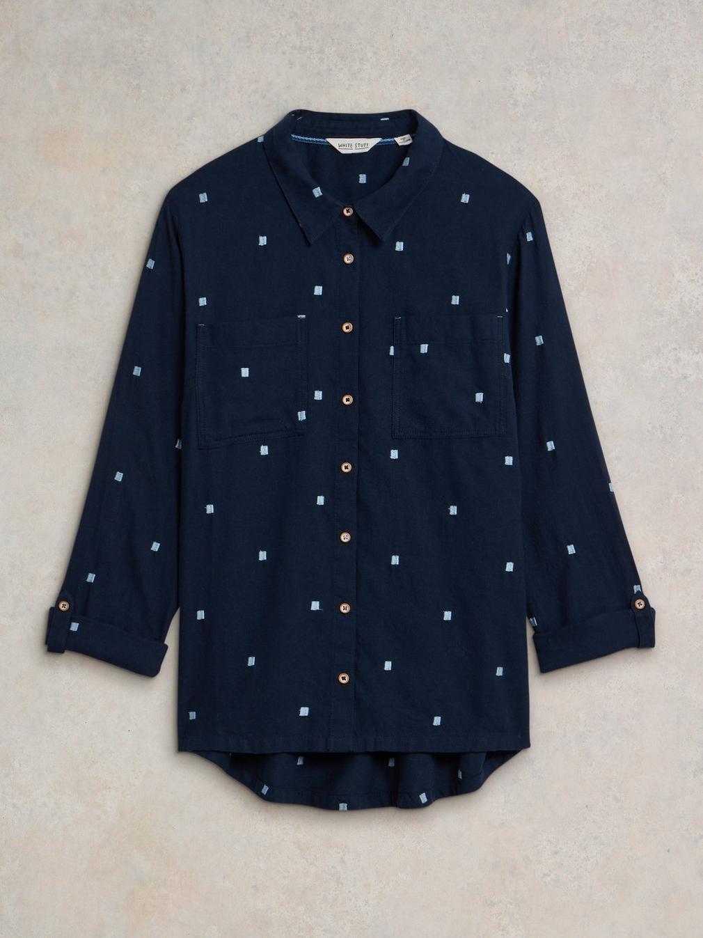 Sophie Organic Cotton Shirt in DARK NAVY - FLAT FRONT