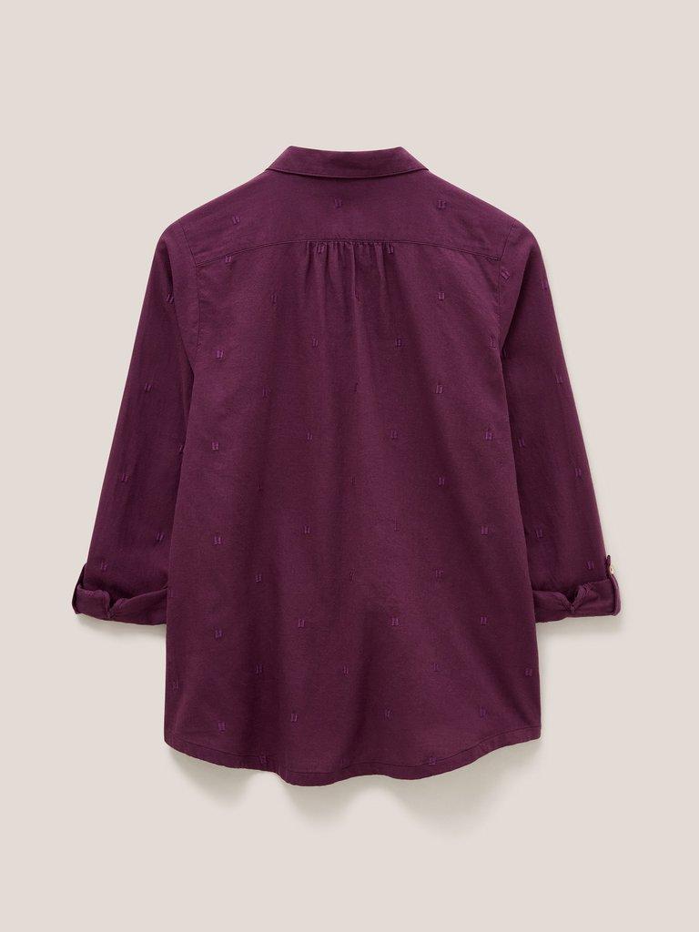 Sophie Organic Cotton Shirt in DK PLUM - FLAT BACK