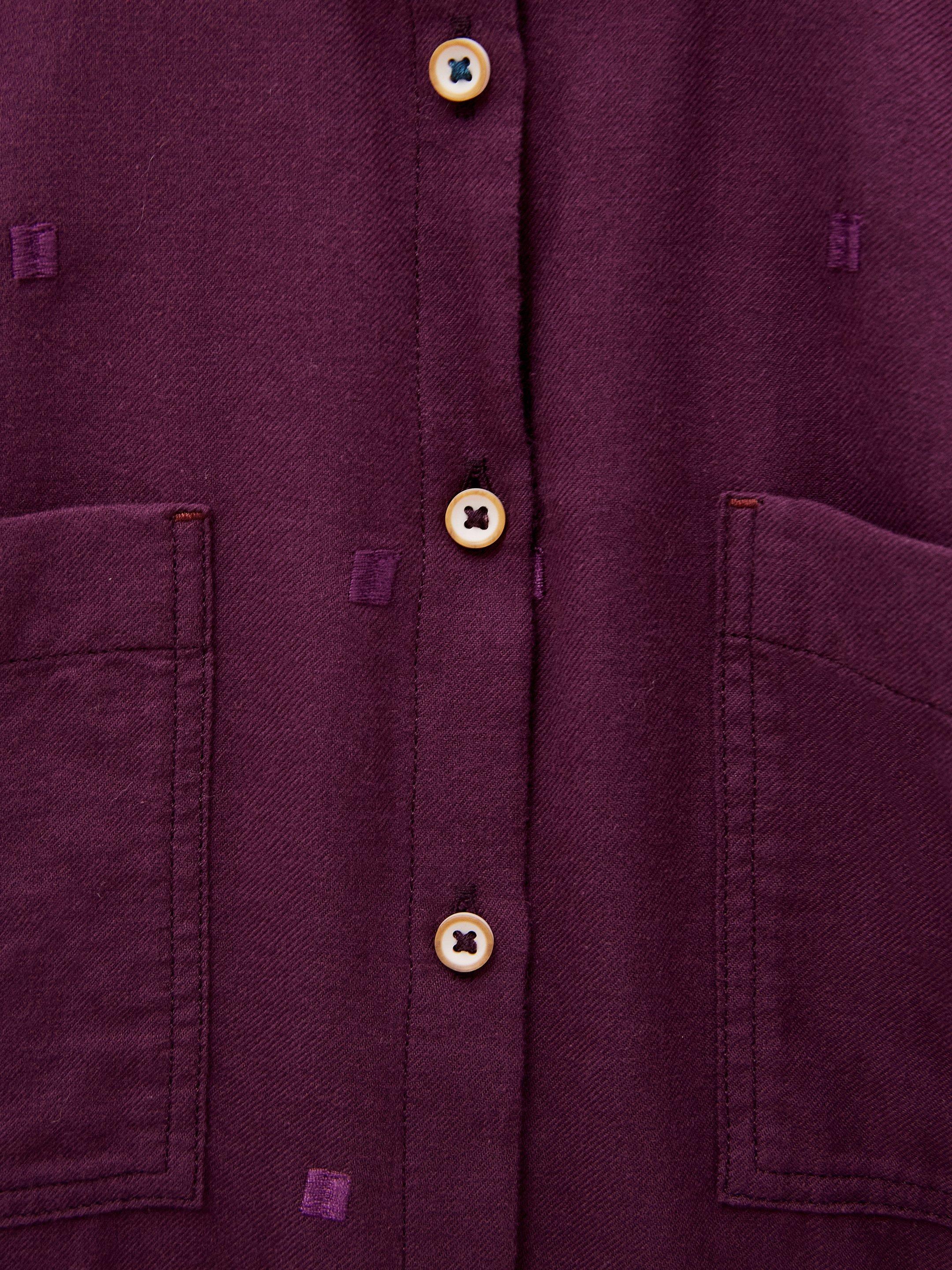 Sophie Organic Cotton Shirt in DK PLUM - FLAT DETAIL