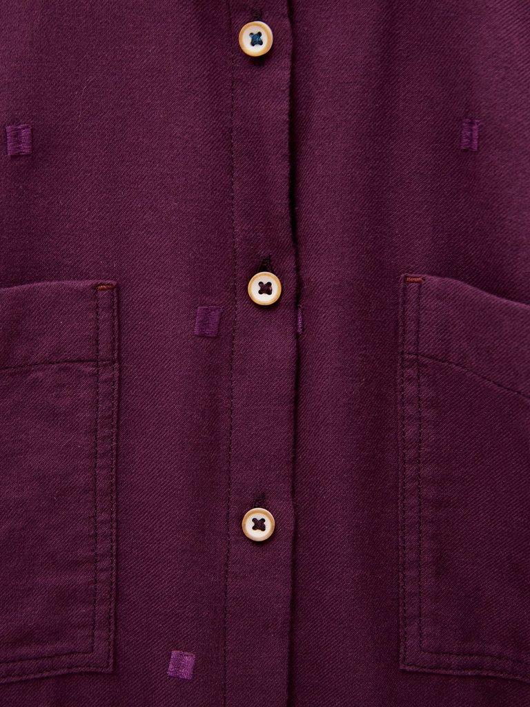 Sophie Organic Cotton Shirt in DK PLUM - FLAT DETAIL