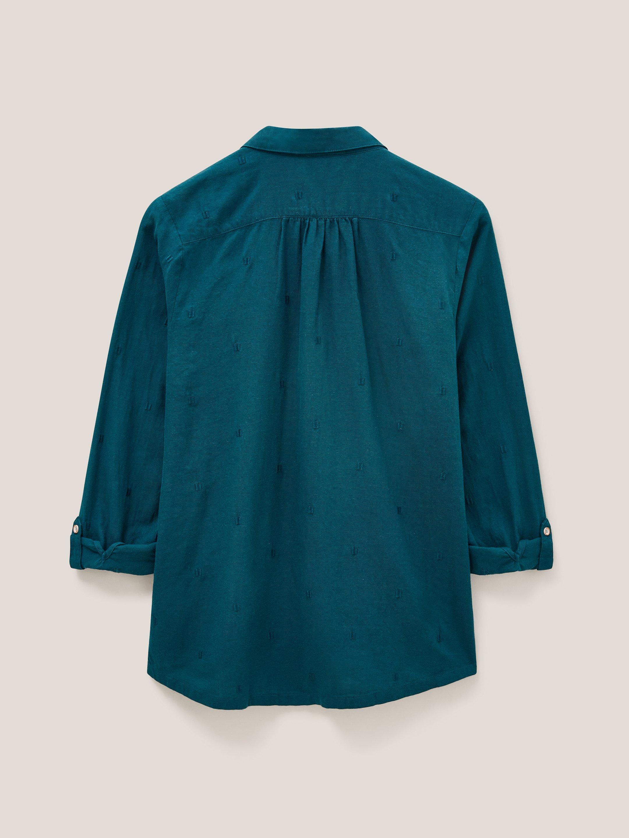 Sophie Organic Cotton Shirt in DK TEAL - FLAT BACK
