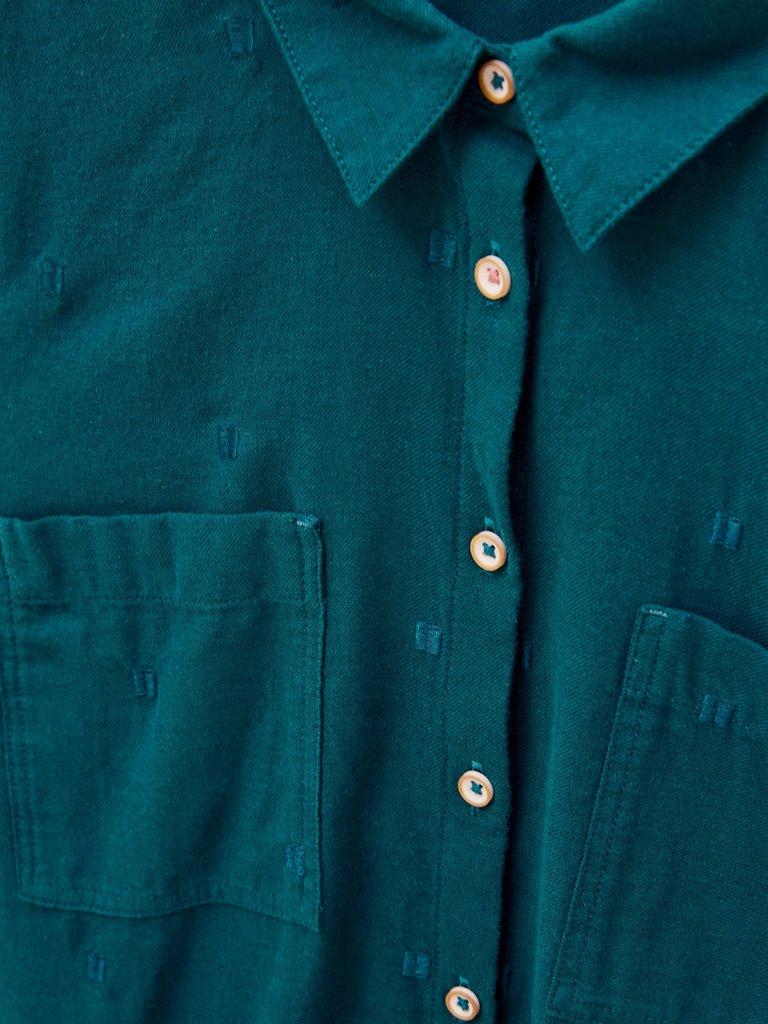 Sophie Organic Cotton Shirt in DK TEAL - FLAT DETAIL