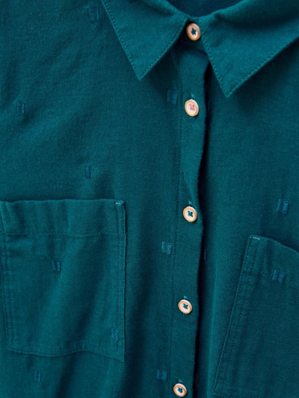 Sophie Organic Cotton Shirt in DK TEAL - FLAT DETAIL