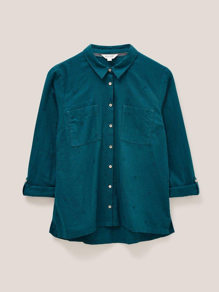 Sophie Organic Cotton Shirt in DK TEAL - FLAT FRONT