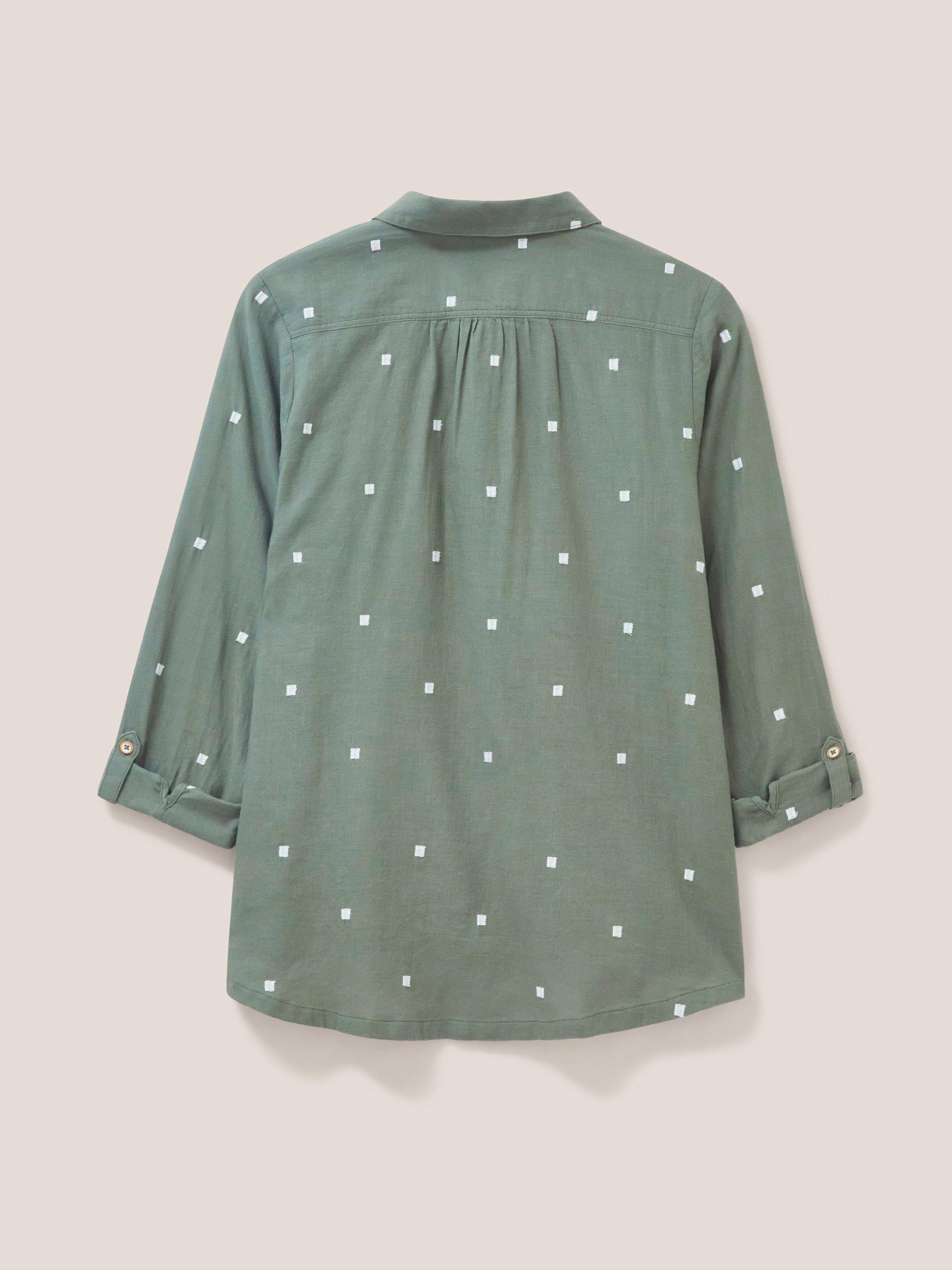 Sophie Organic Cotton Shirt in GREEN MLT - FLAT BACK