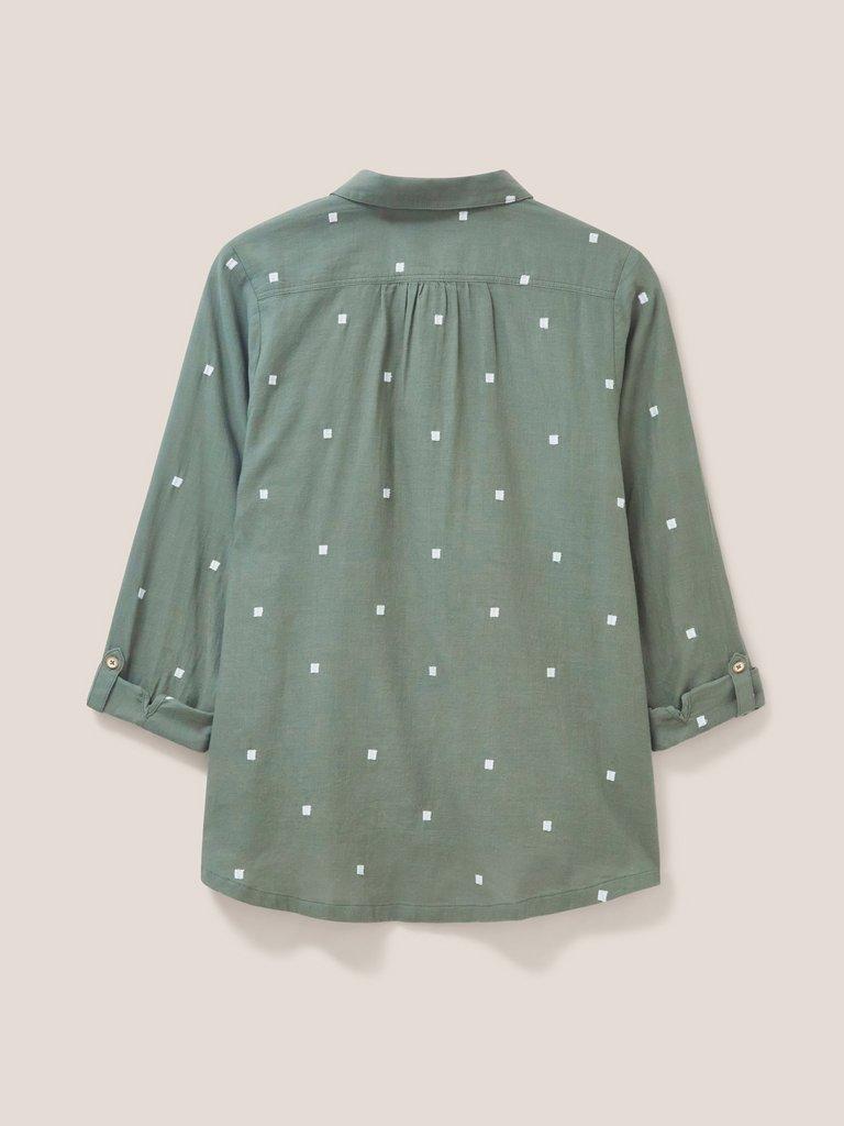 Sophie Organic Cotton Shirt in GREEN MLT - FLAT BACK