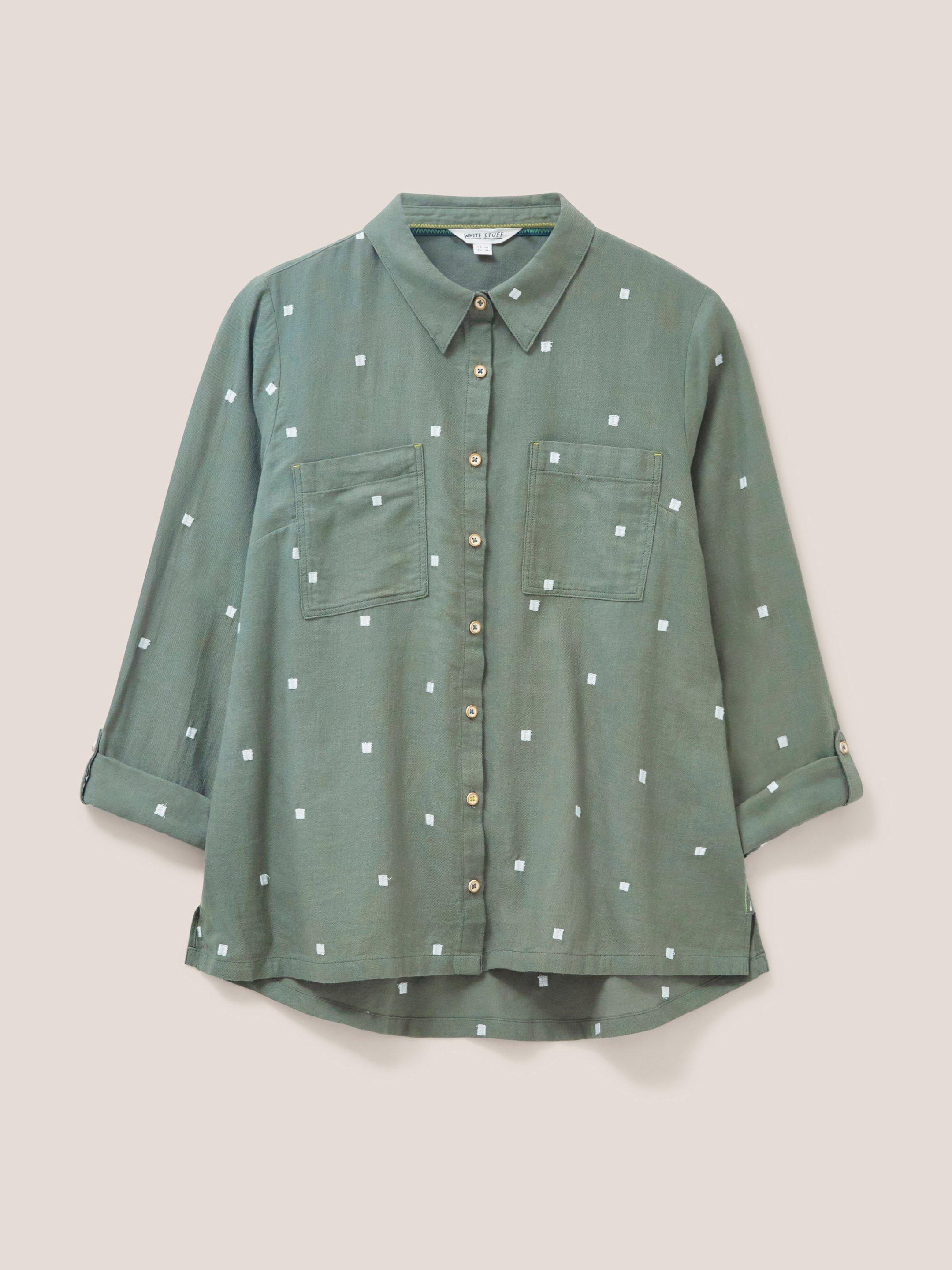 Sophie Organic Cotton Shirt in GREEN MLT - FLAT FRONT