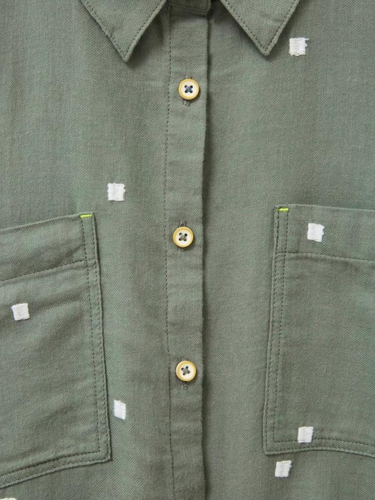 Sophie Organic Cotton Shirt in GREEN MULTI - FLAT DETAIL