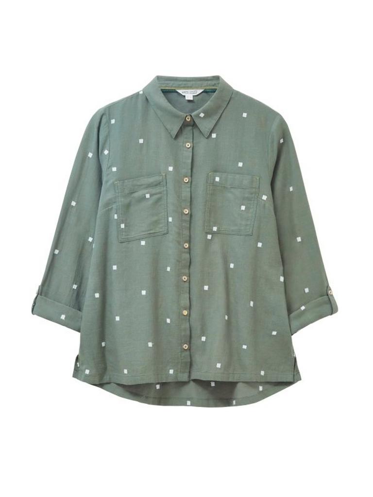 Sophie Organic Cotton Shirt in GREEN MULTI - FLAT FRONT