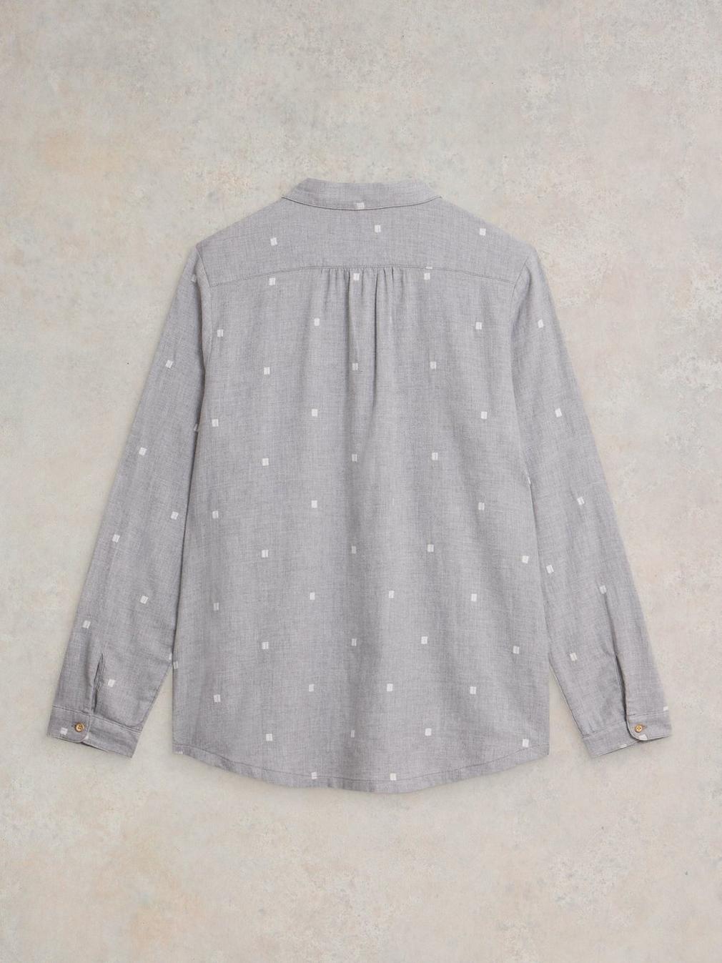 Sophie Organic Cotton Shirt in GREY MLT - FLAT BACK