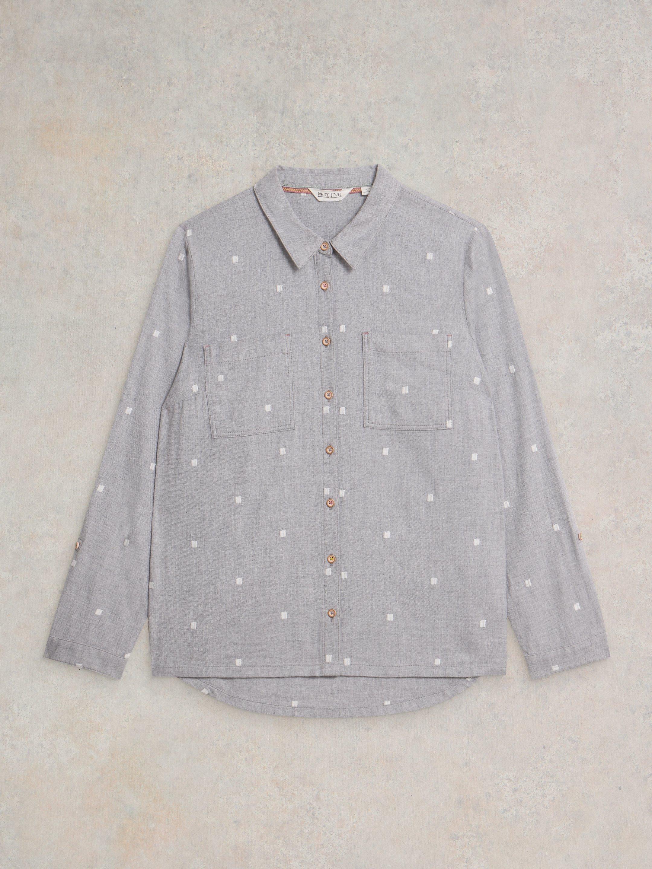 Sophie Organic Cotton Shirt in GREY MLT - FLAT FRONT