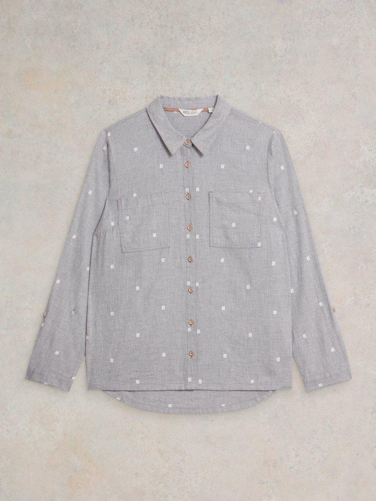 Sophie Organic Cotton Shirt in GREY MLT - FLAT FRONT