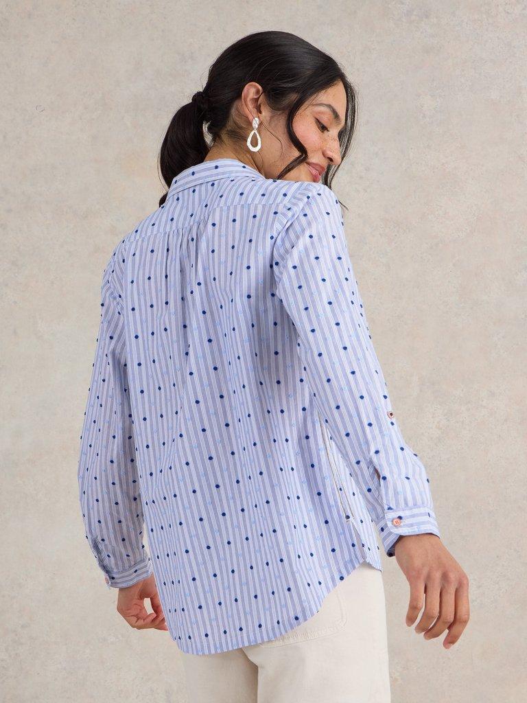 Sophie Organic Cotton Shirt in LGT BLUE - MODEL BACK