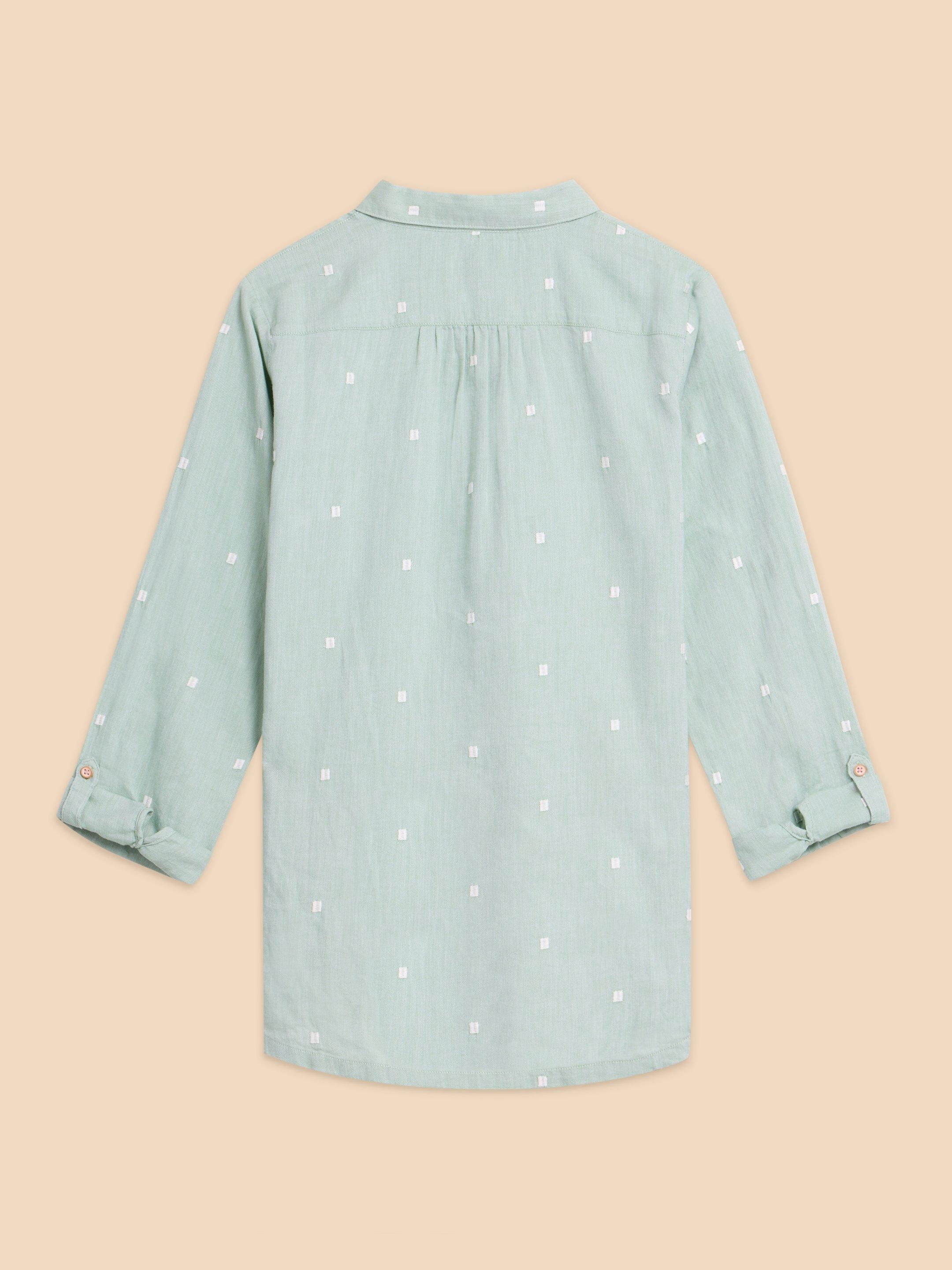 Sophie Organic Cotton Shirt in MID GREEN - FLAT BACK