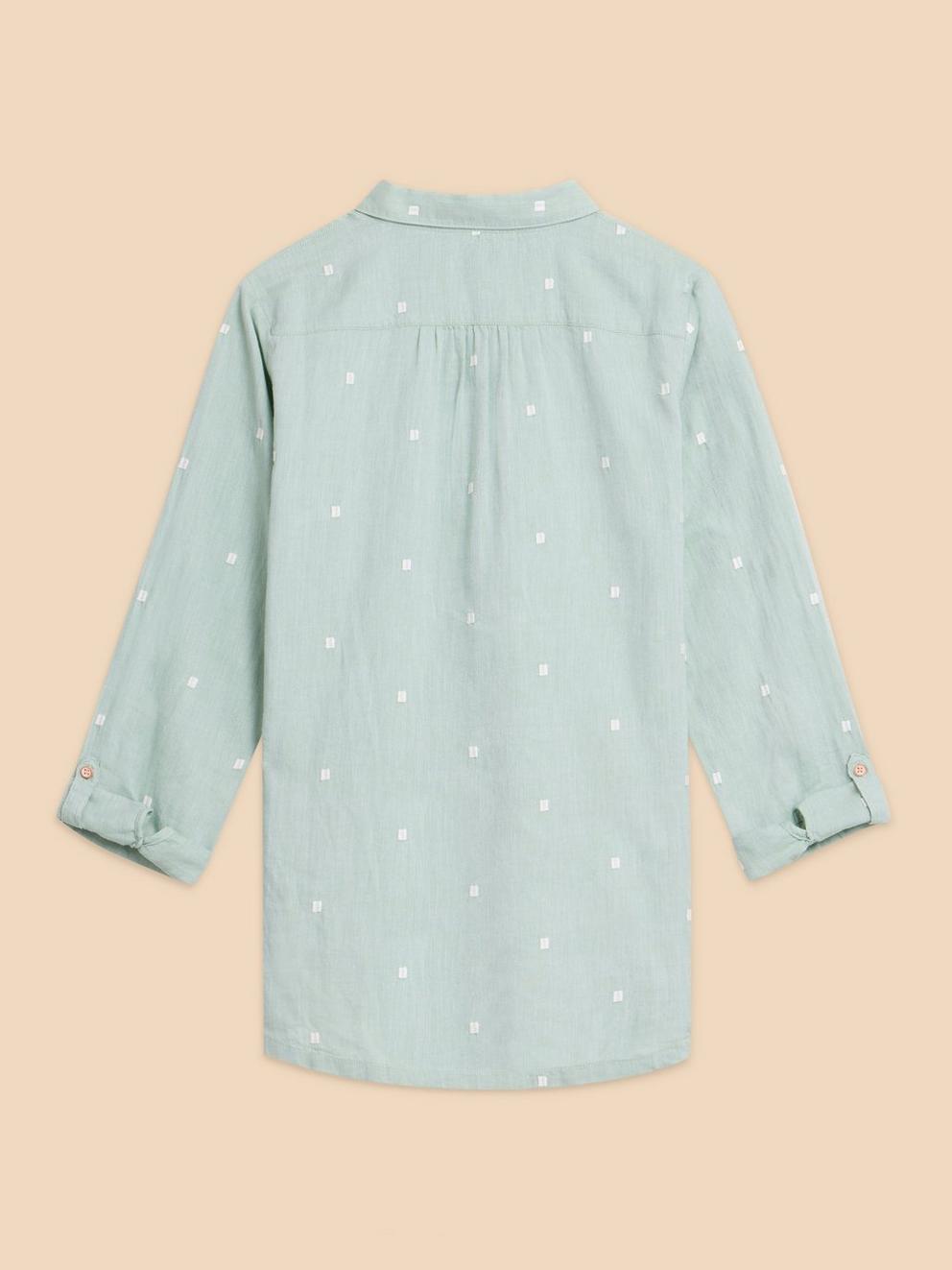 Sophie Organic Cotton Shirt in MID GREEN - FLAT BACK