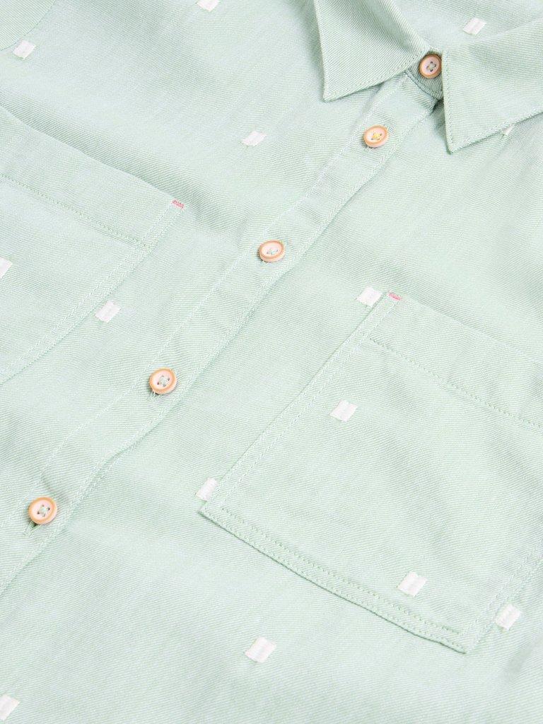 Sophie Organic Cotton Shirt in MID GREEN - FLAT DETAIL