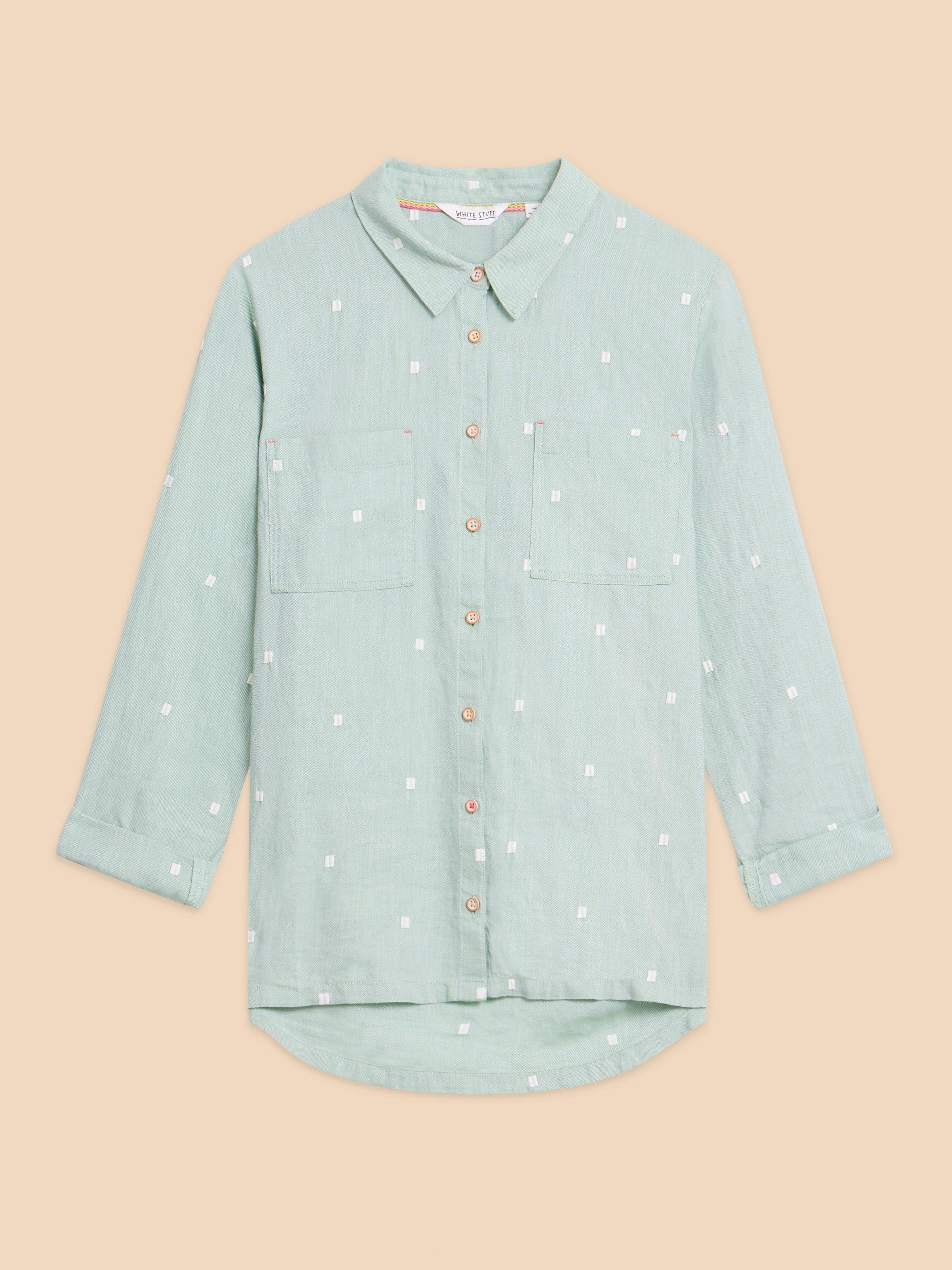 Sophie Organic Cotton Shirt in MID GREEN - FLAT FRONT