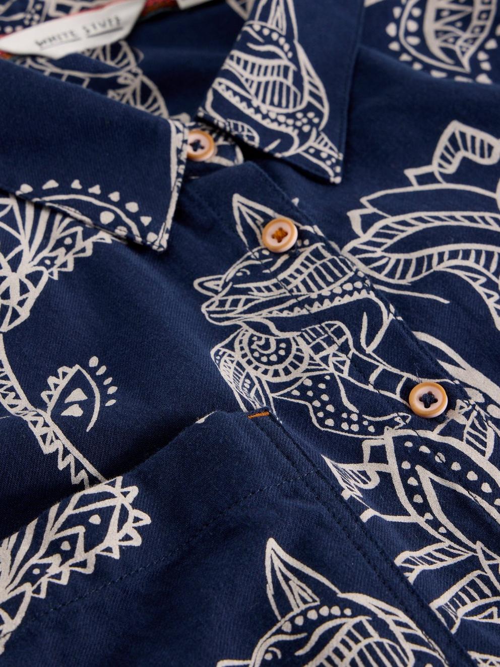 Sophie Organic Cotton Shirt in NAVY PR - FLAT DETAIL