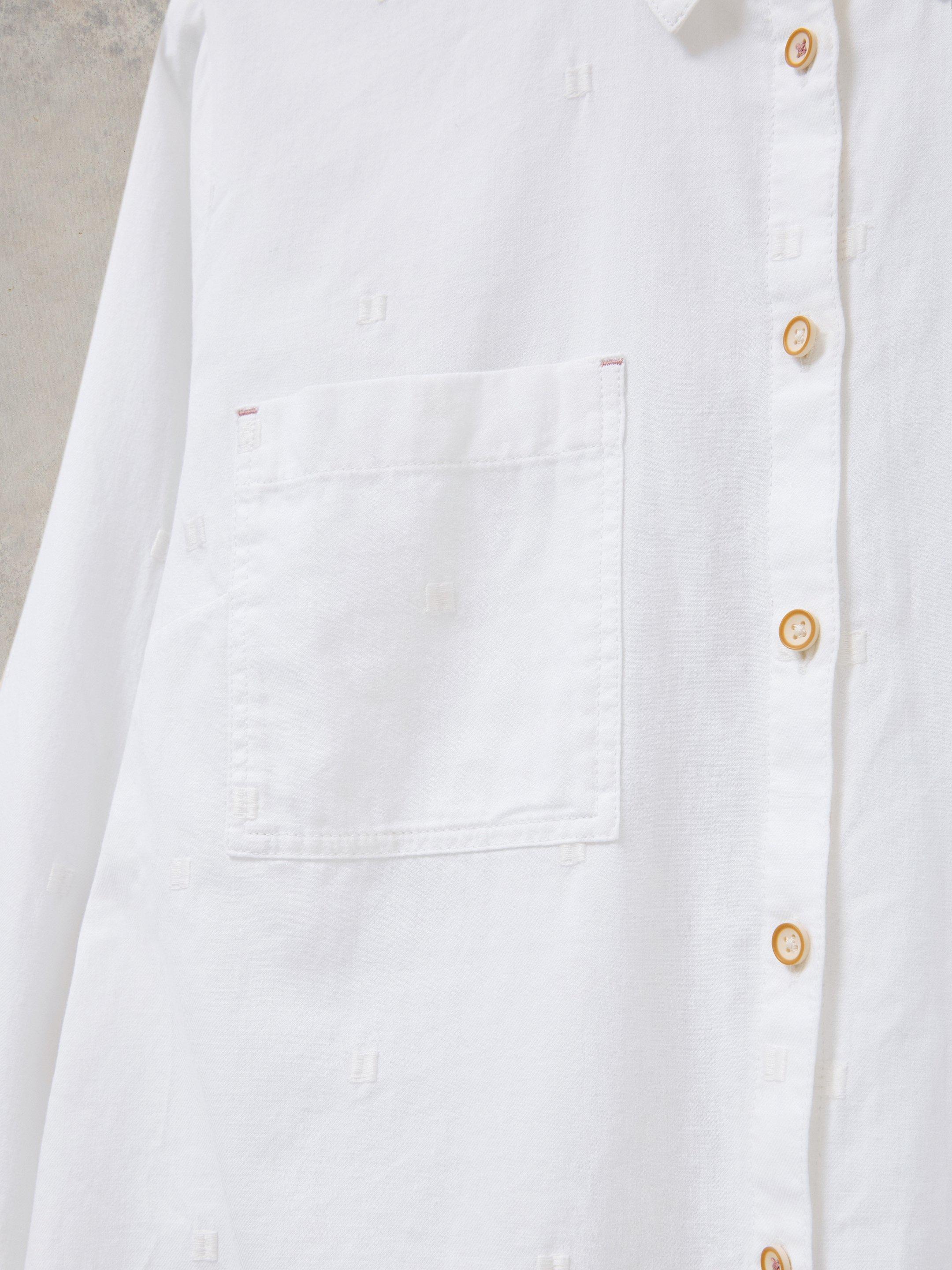 Sophie Organic Cotton Shirt in PALE IVORY - FLAT DETAIL
