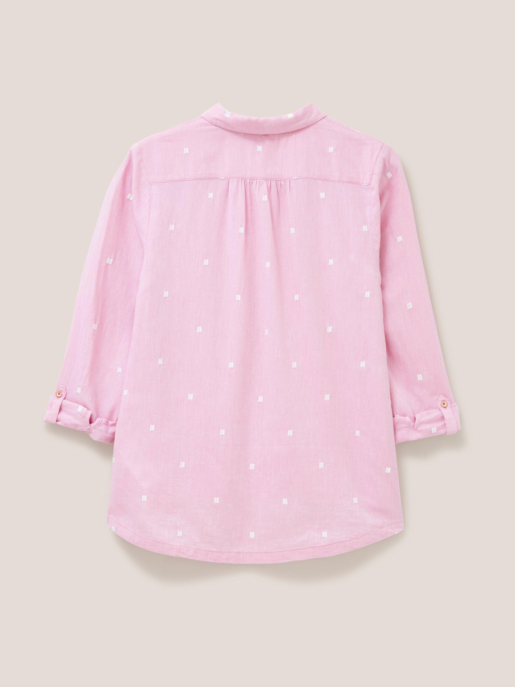 Sophie Organic Cotton Shirt in PINK MLT - FLAT BACK