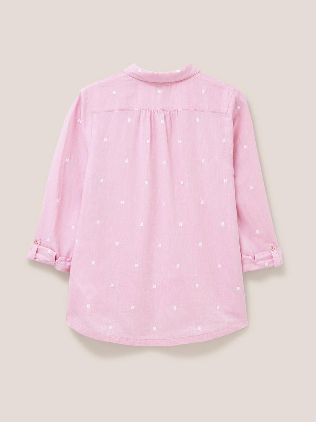 Sophie Organic Cotton Shirt in PINK MLT - FLAT BACK