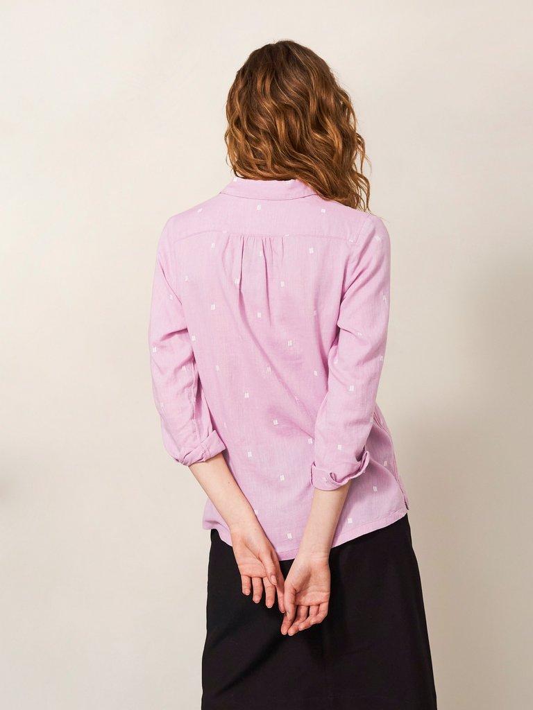 Sophie Organic Cotton Shirt in PINK MLT - MODEL BACK