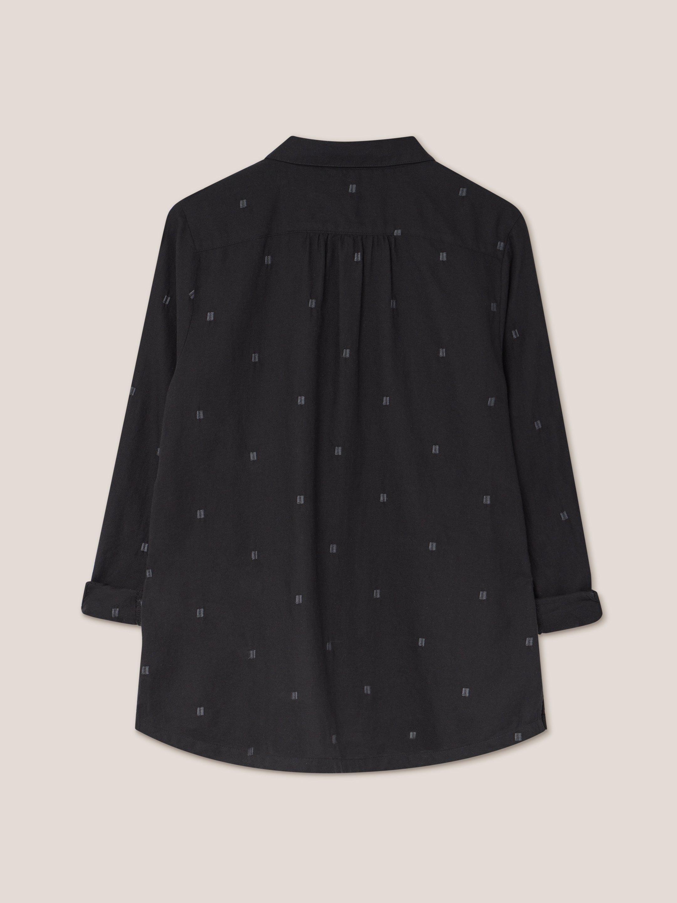 Sophie Organic Cotton Shirt in PURE BLK - FLAT BACK
