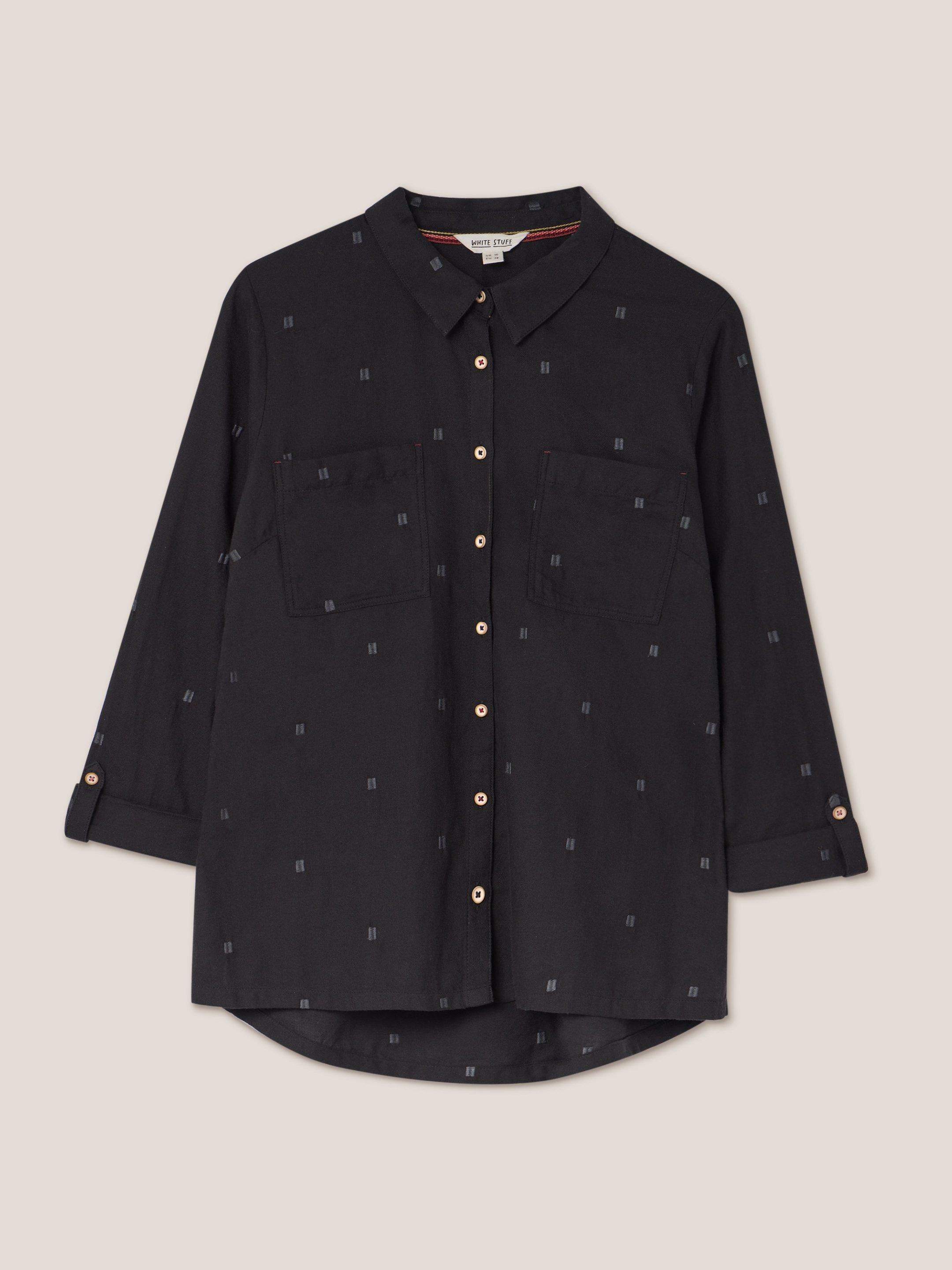 Sophie Organic Cotton Shirt in PURE BLK - FLAT FRONT