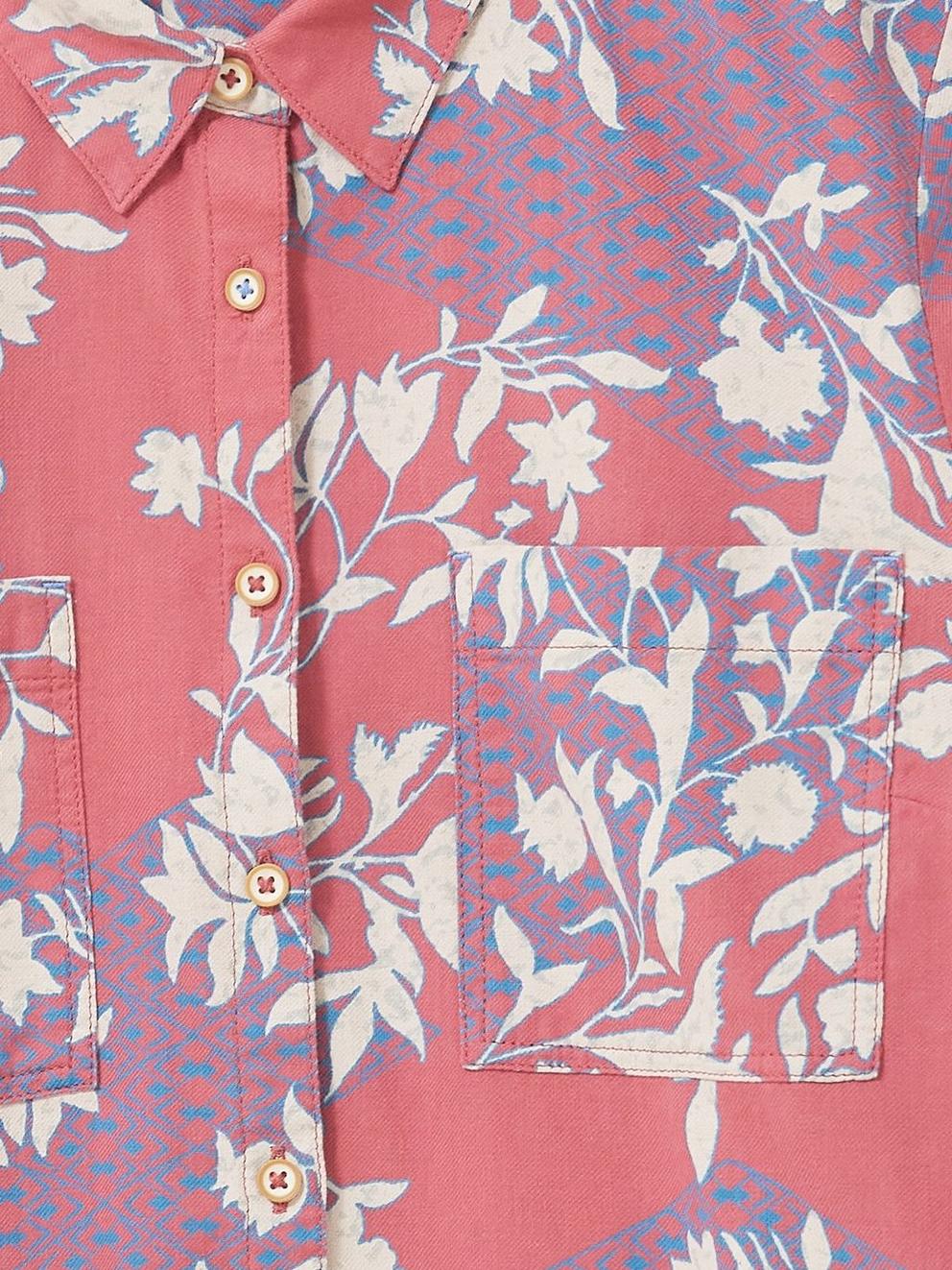 Sophie Organic Cotton Shirt in RED PR - FLAT DETAIL