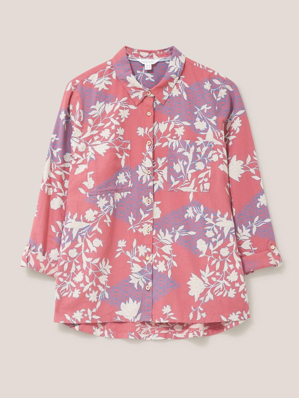 Sophie Organic Cotton Shirt in RED PR - FLAT FRONT