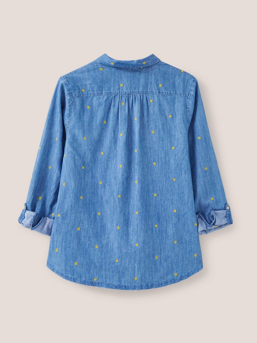 Embroidered Sophie Shirt in DENIM MLT - FLAT BACK