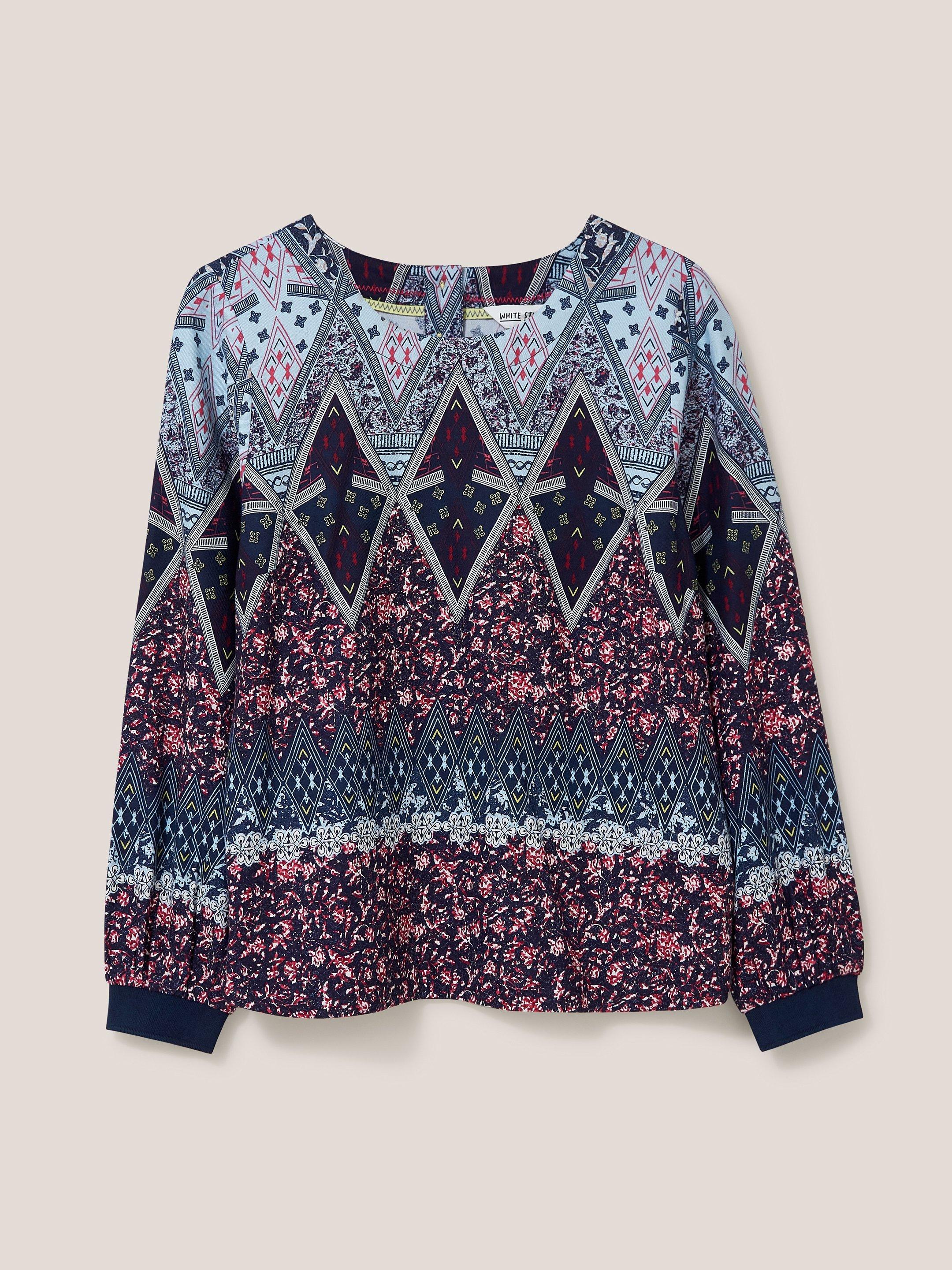 Mila Relaxed Fit Top in NAVY MULTI - FLAT FRONT