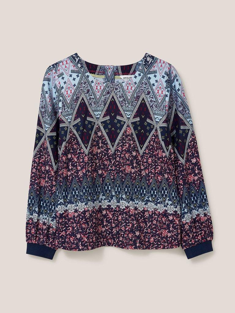 Mila Relaxed Fit Top in NAVY MULTI - FLAT FRONT