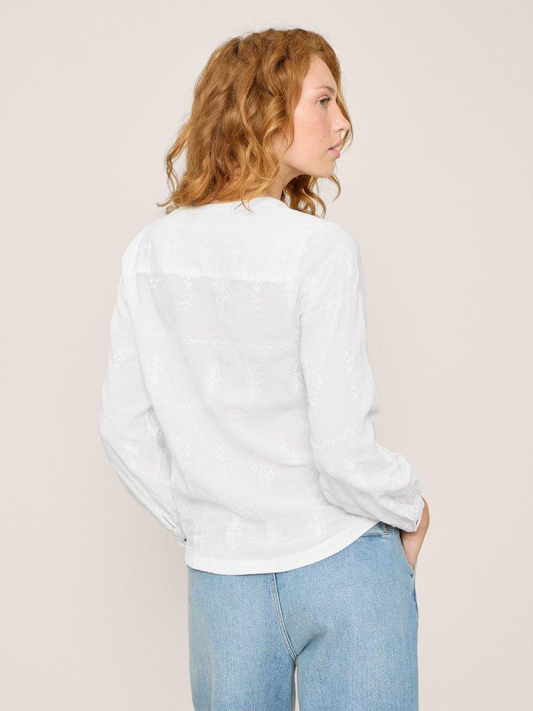 Kate Embroidered Casual Shirt in IVORY MLT - MODEL BACK