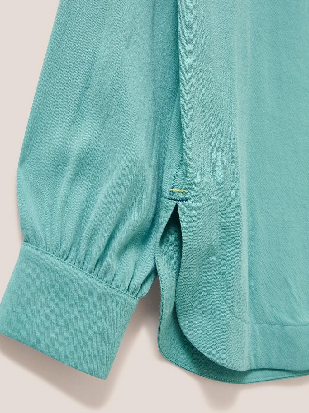 Ella Shirt in MID TEAL - FLAT DETAIL